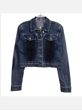 🦋 Vintage Y2K Guess Women's Cropped Medium Blue Jean Jacket, Size M ~ EUC